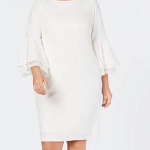 Calvin Klein women’s,bell sleeve, body con dress in white. Size 22w